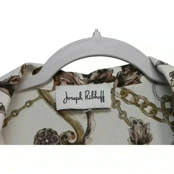 Joseph Ribkoff Blouse Size 10 Equestrian Gold Chain Career Business Casual - Picture 4 of 13